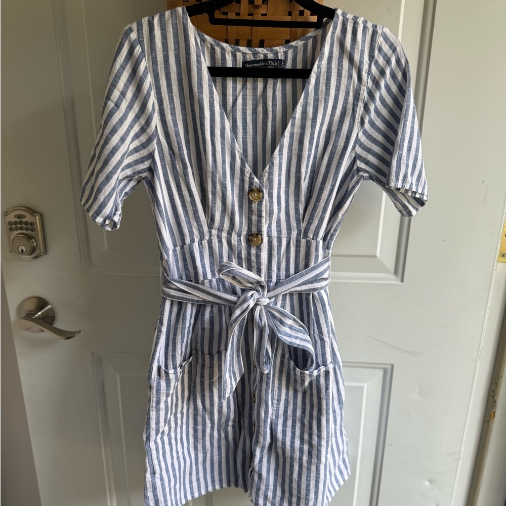 Abercrombie & Fitch Blue and White Striped Midi Dress